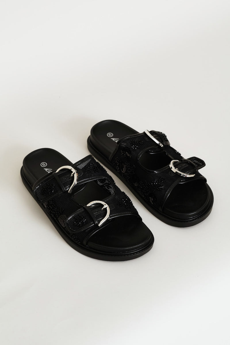 Beaded Slide On Moulded Footbead - Black