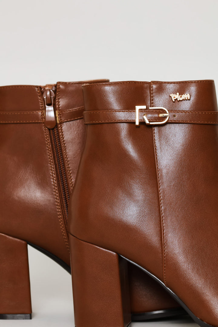 Square Heel Ankle Boot - Tan