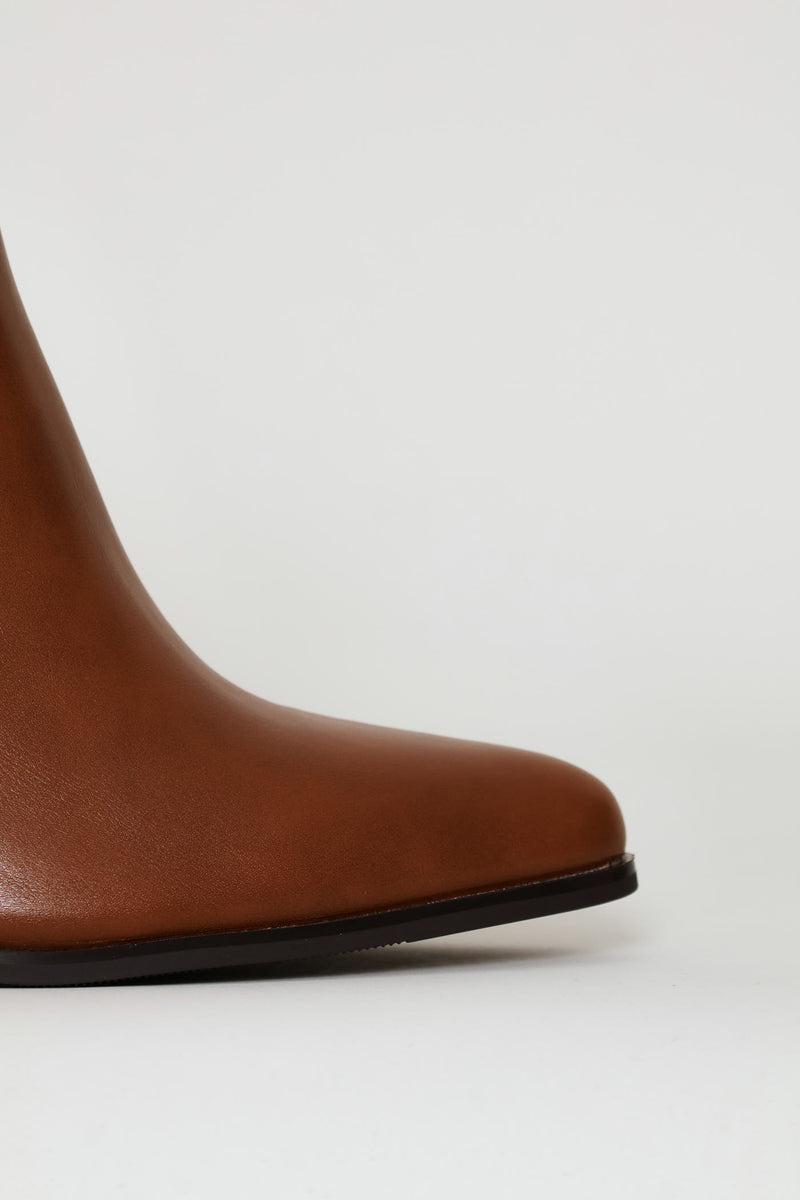 Square Heel Ankle Boot - Tan