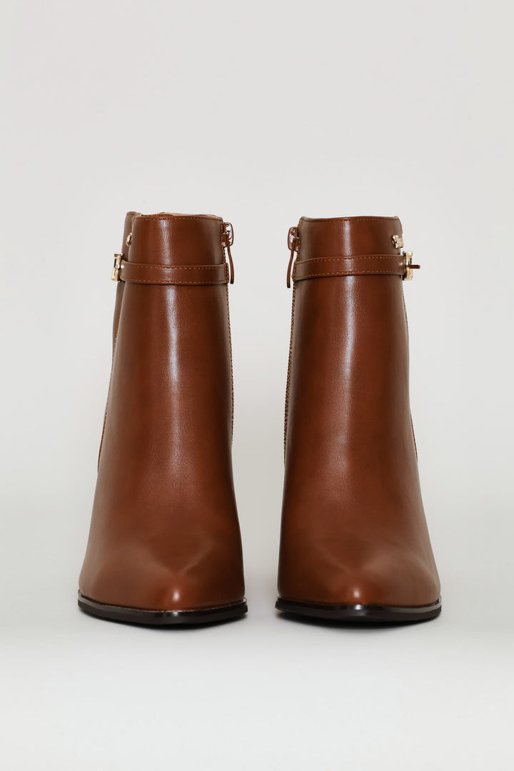 Square Heel Ankle Boot - Tan