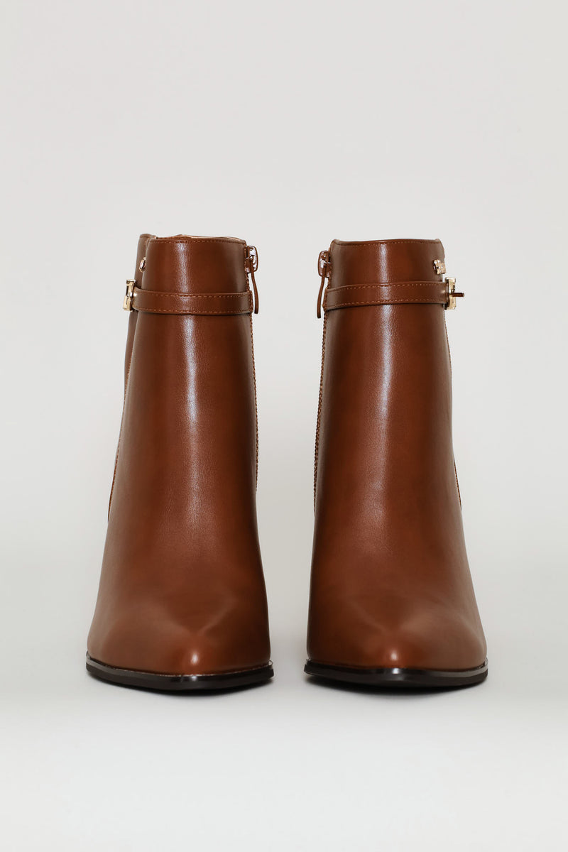 Square Heel Ankle Boot - Tan