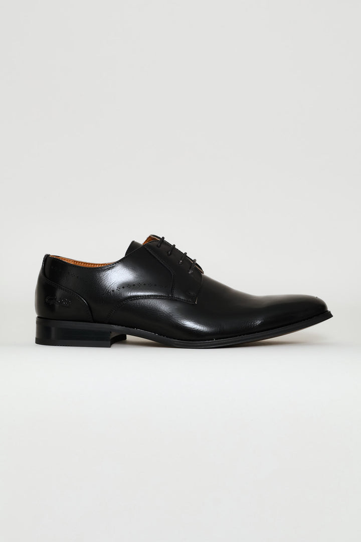 Punched Detail Derby Shoe - Black