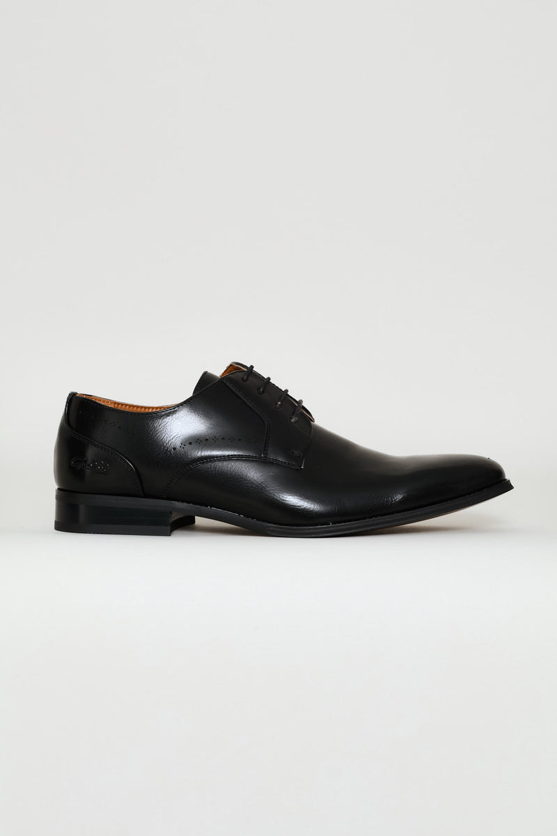 Punched Detail Derby Shoe - Black