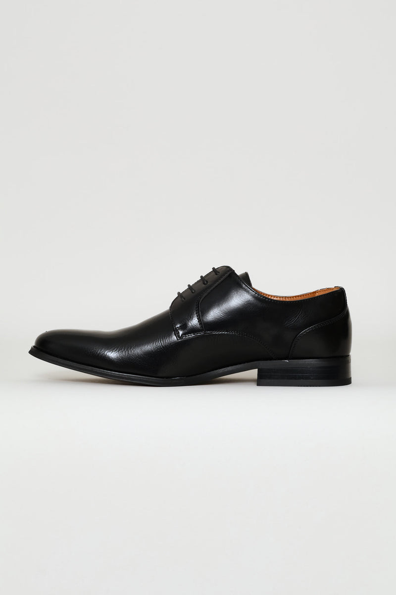 Punched Detail Derby Shoe - Black