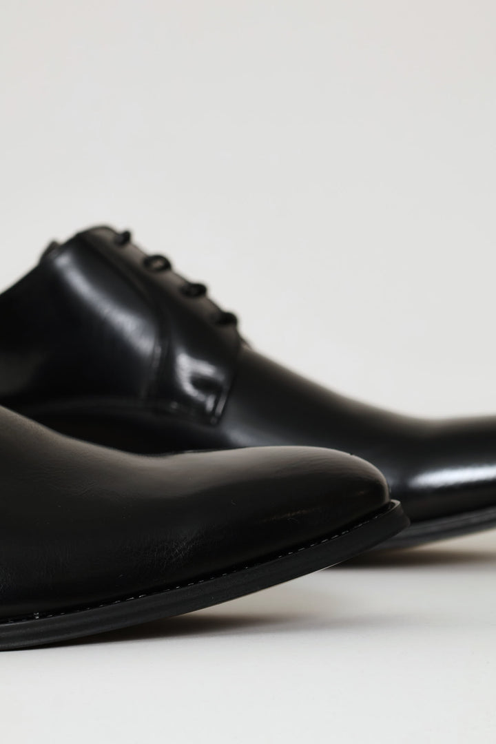 Punched Detail Derby Shoe - Black