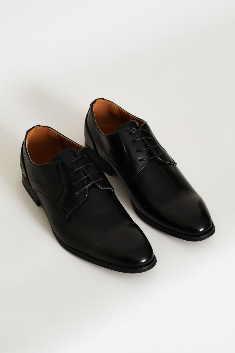 Punched Detail Derby Shoe - Black