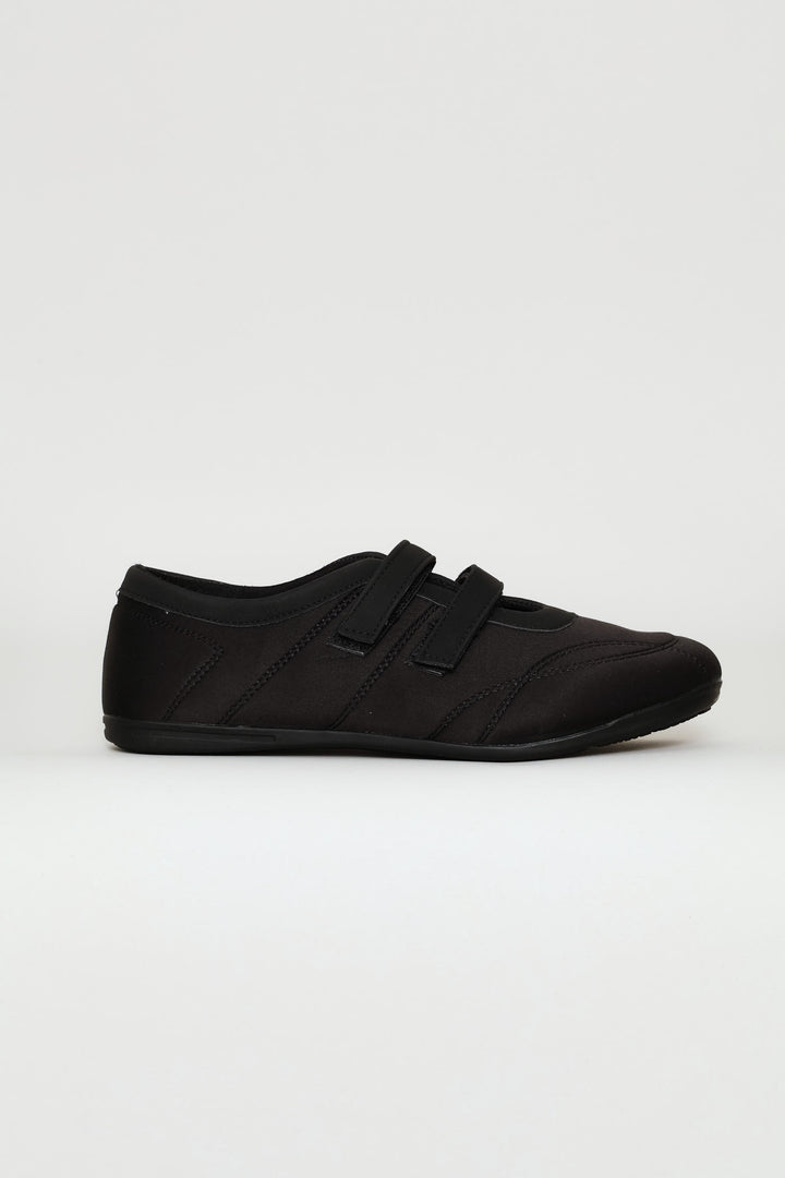 Velcro Strap Ballet Sneaker - Black