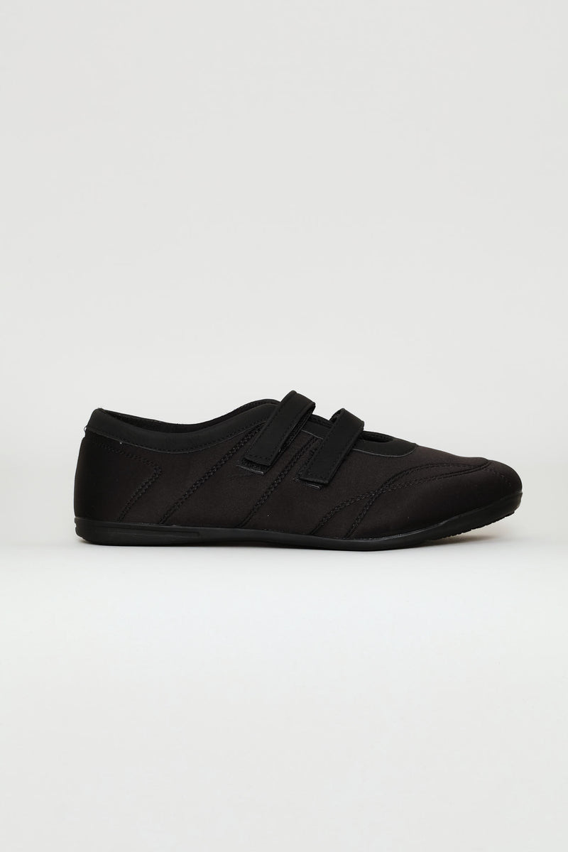 Velcro Strap Ballet Sneaker - Black