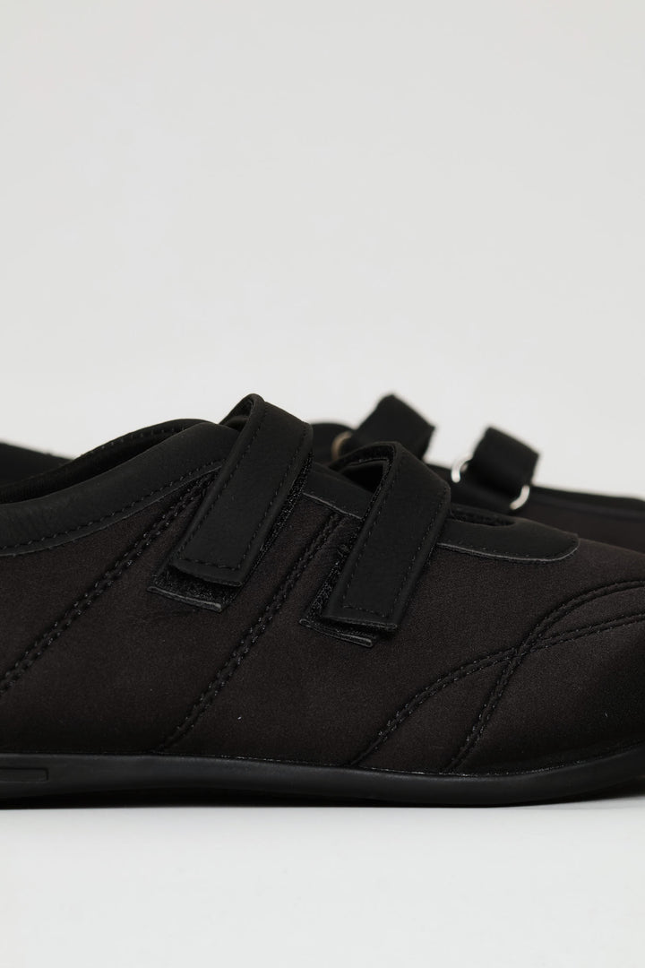 Velcro Strap Ballet Sneaker - Black