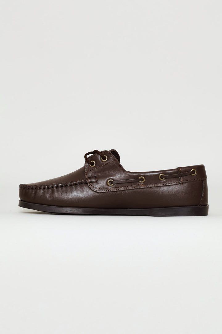 Evo Basic Leather Dockside Shoe - Chocolate
