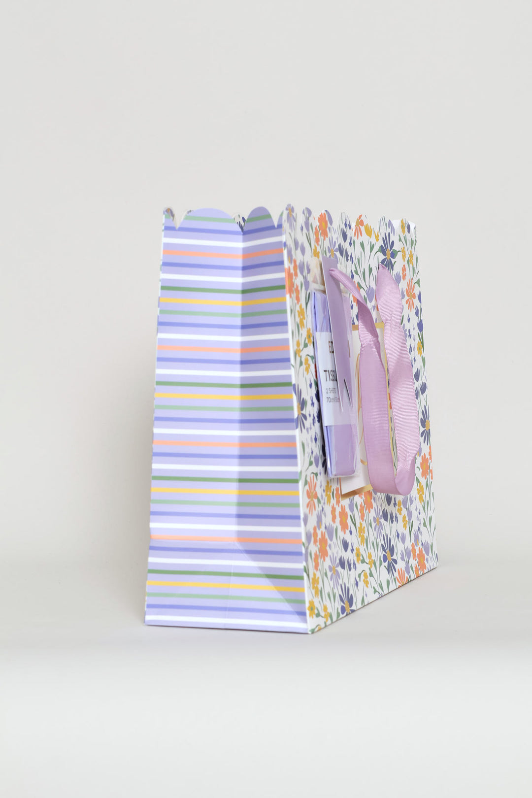 With Love Scallop Edge Gift Bag With Tissue Paper - Lilac