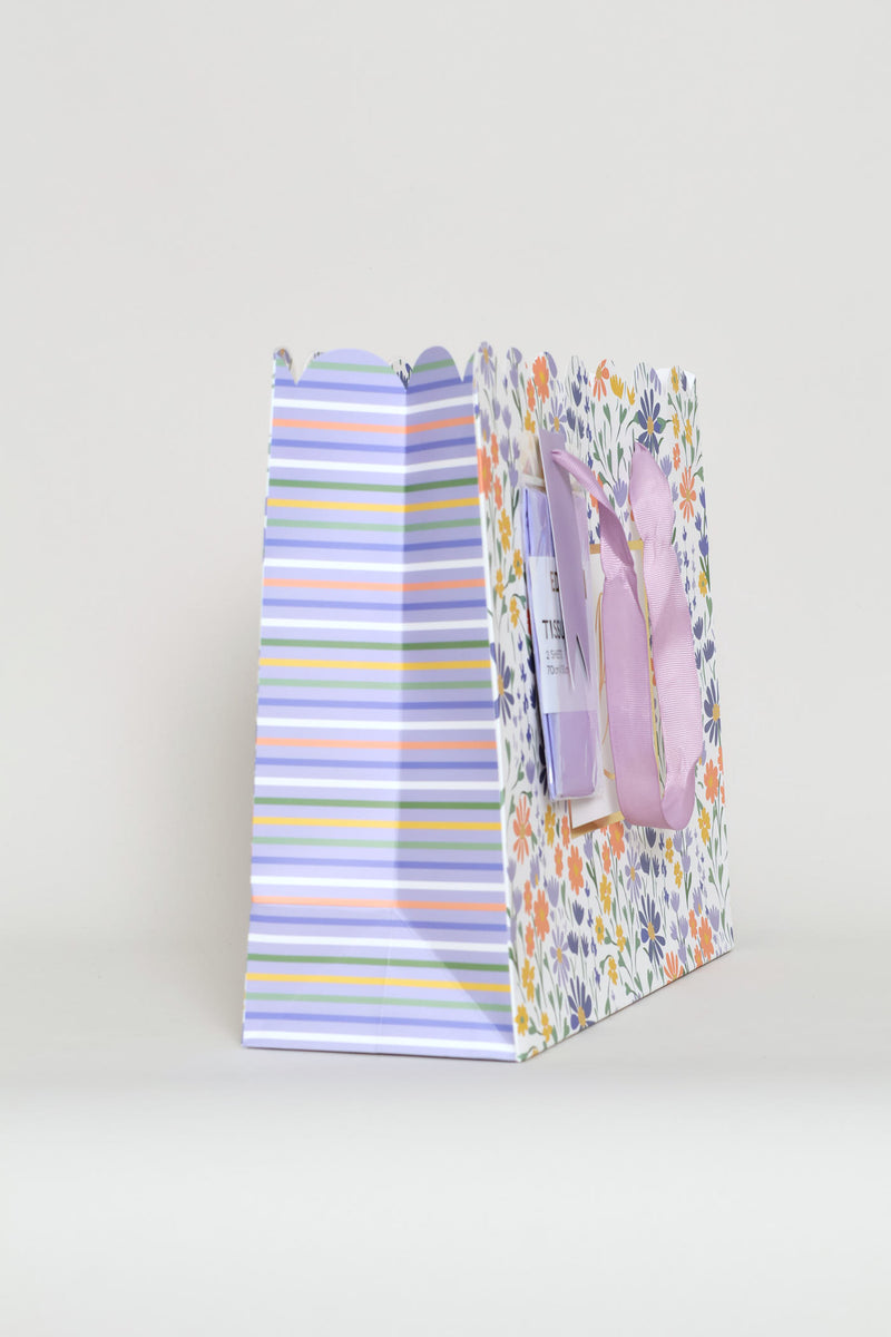 With Love Scallop Edge Gift Bag With Tissue Paper - Lilac