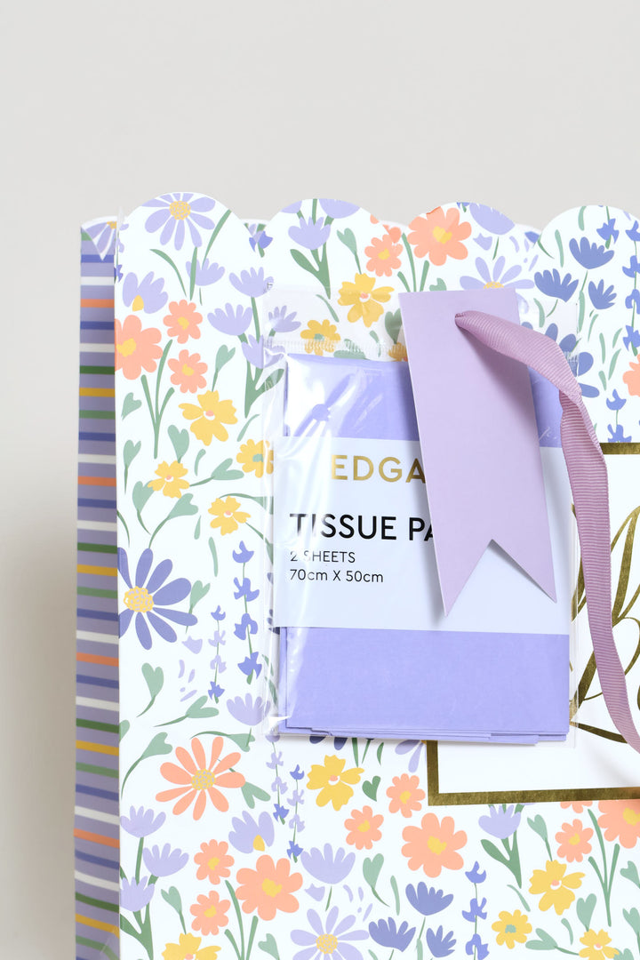 With Love Scallop Edge Gift Bag With Tissue Paper - Lilac