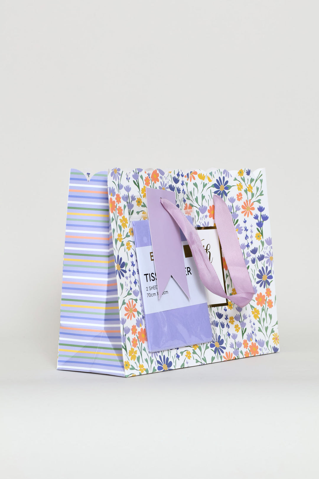 With Love Scallop Edge Gift Bag With Tissue Paper - Lilac