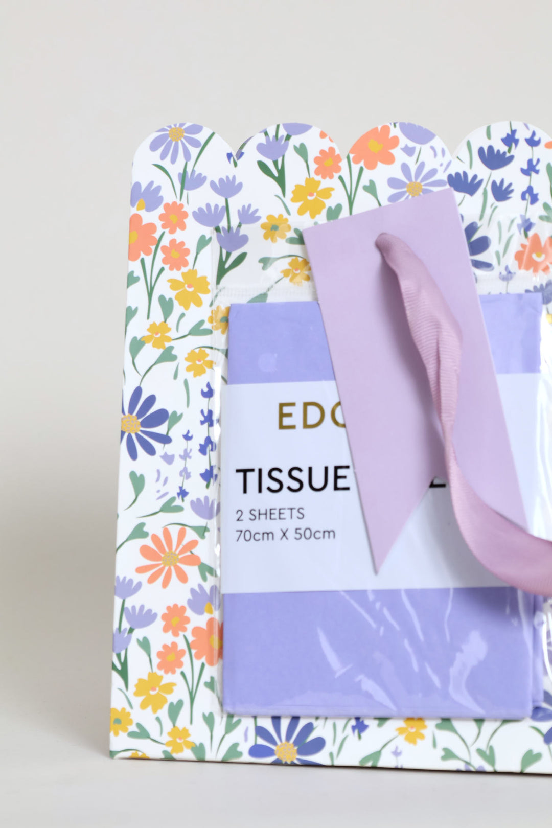 With Love Scallop Edge Gift Bag With Tissue Paper - Lilac