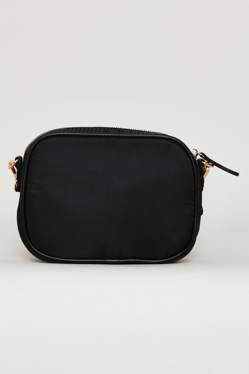 Nylon Gold Zip Camera Bag - Black