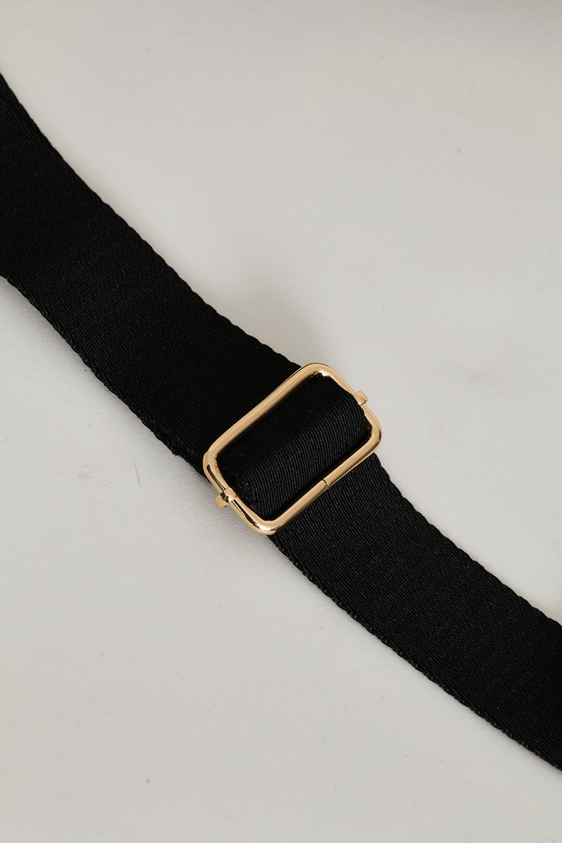 Nylon Gold Zip Camera Bag - Black