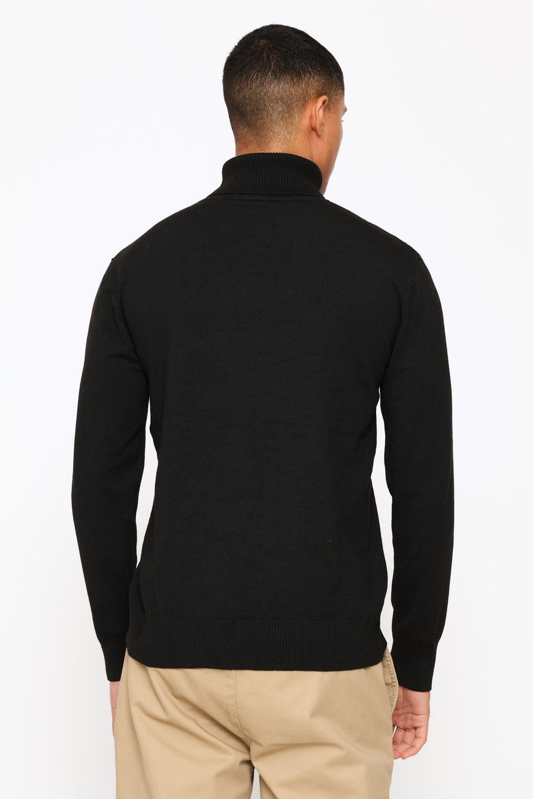 Fine Knit Poloneck - Black
