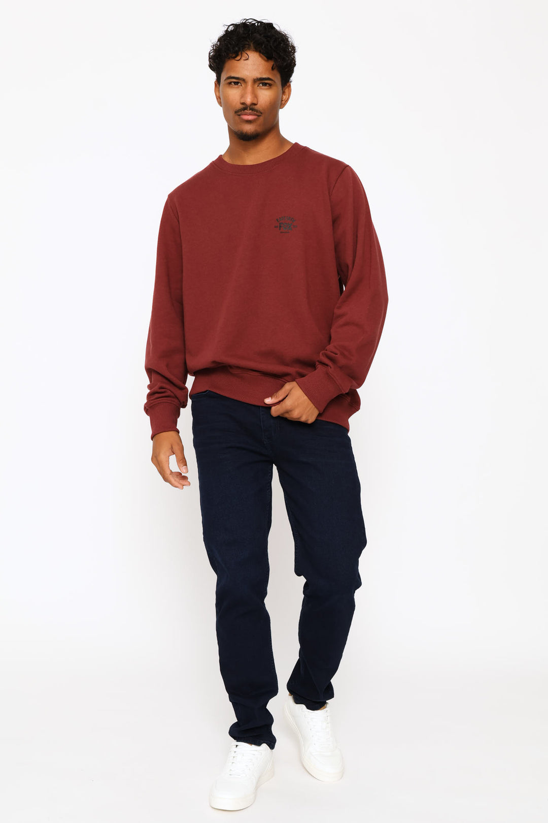 Slogan Crew Top - Burgundy