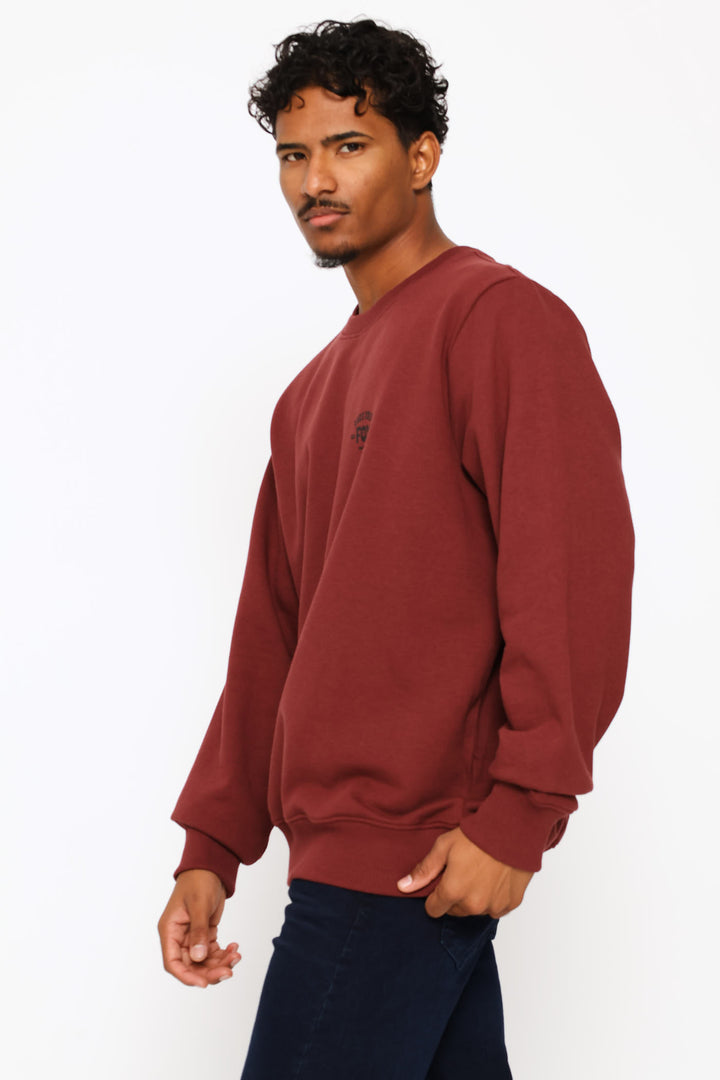 Slogan Crew Top - Burgundy
