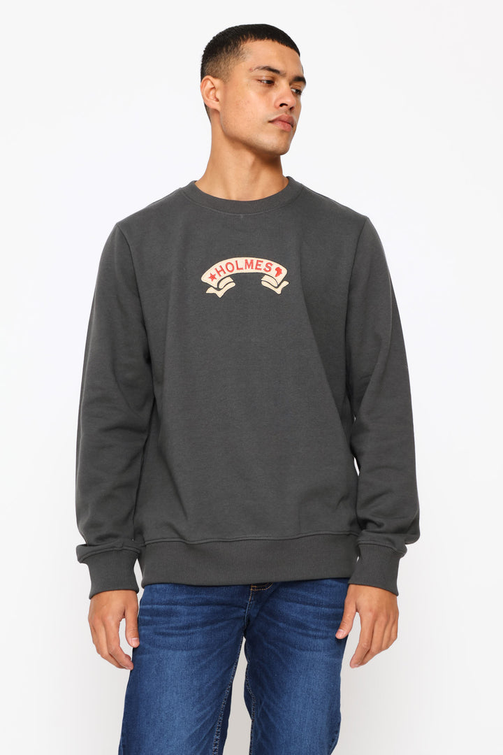 Wreath Crew Top - Charcoal