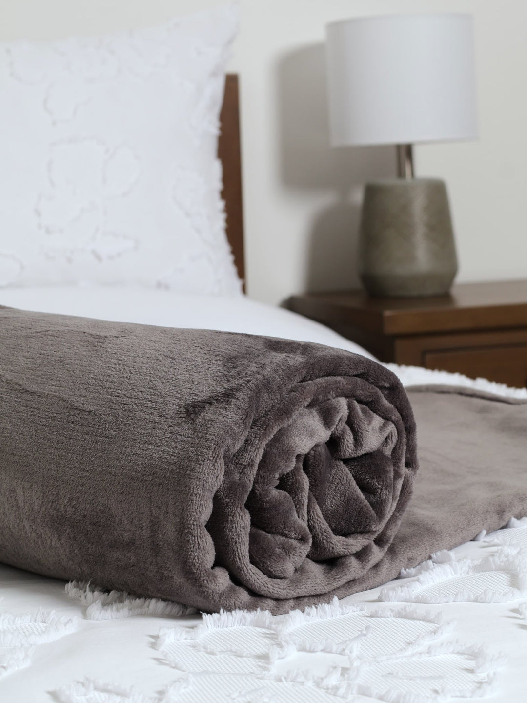 Coral Fleece Blanket - Light Grey