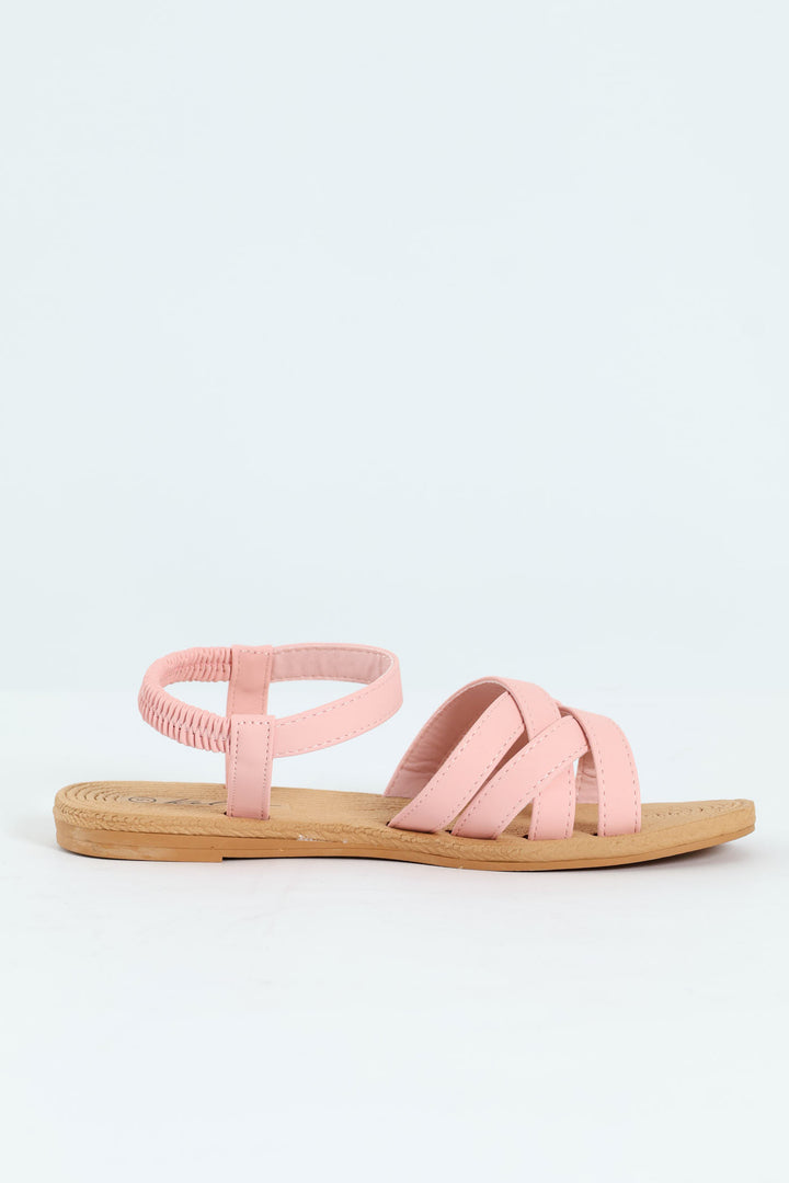Multi Crosstrap Elasticated Slingback Sandal - Blush