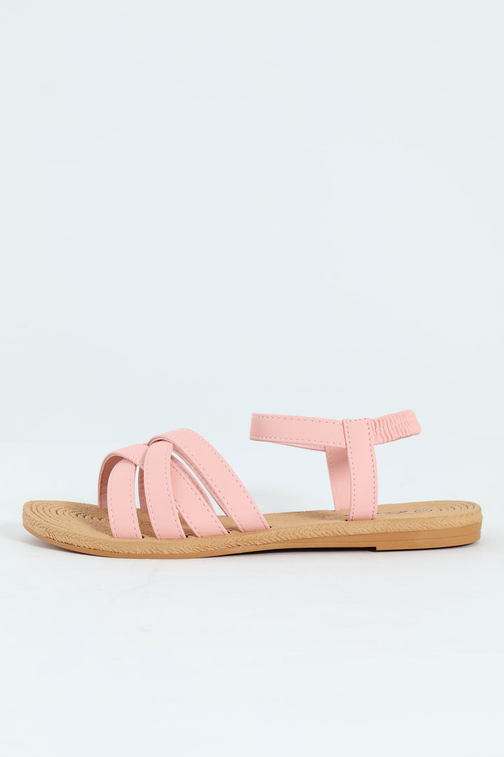 Multi Crosstrap Elasticated Slingback Sandal - Blush