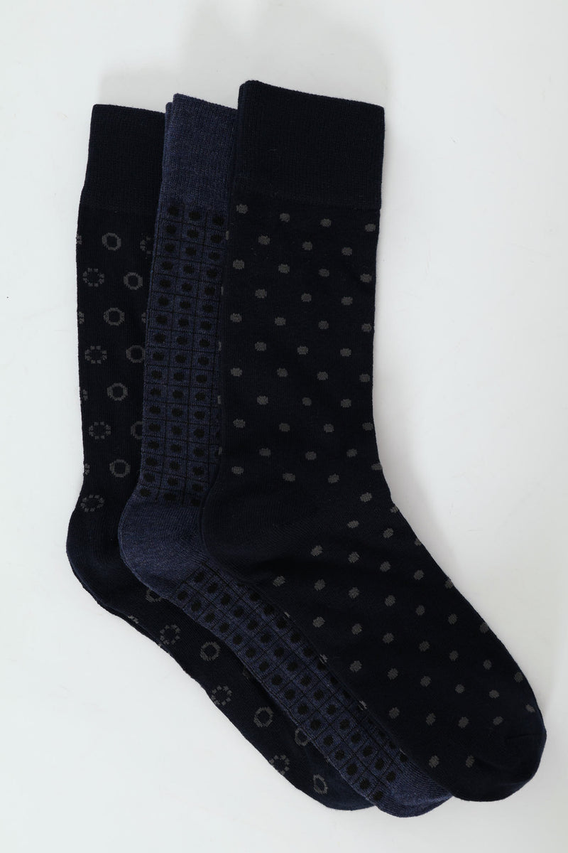 3 Pack Fashion Anklet Socks - Blue/Grey