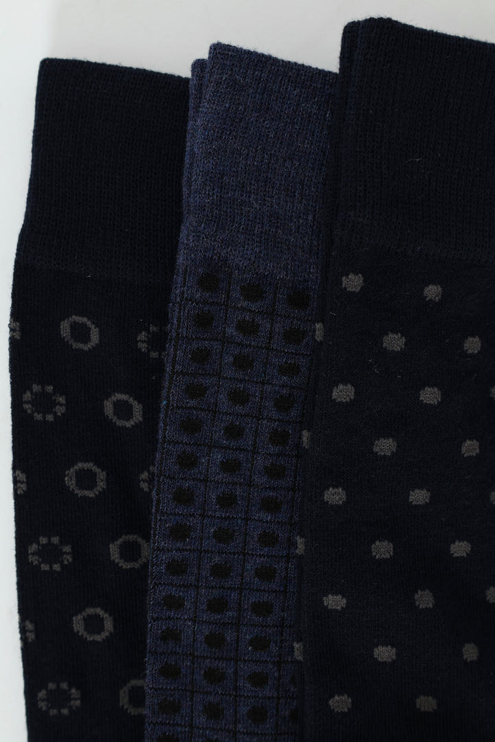 3 Pack Fashion Anklet Socks - Blue/Grey