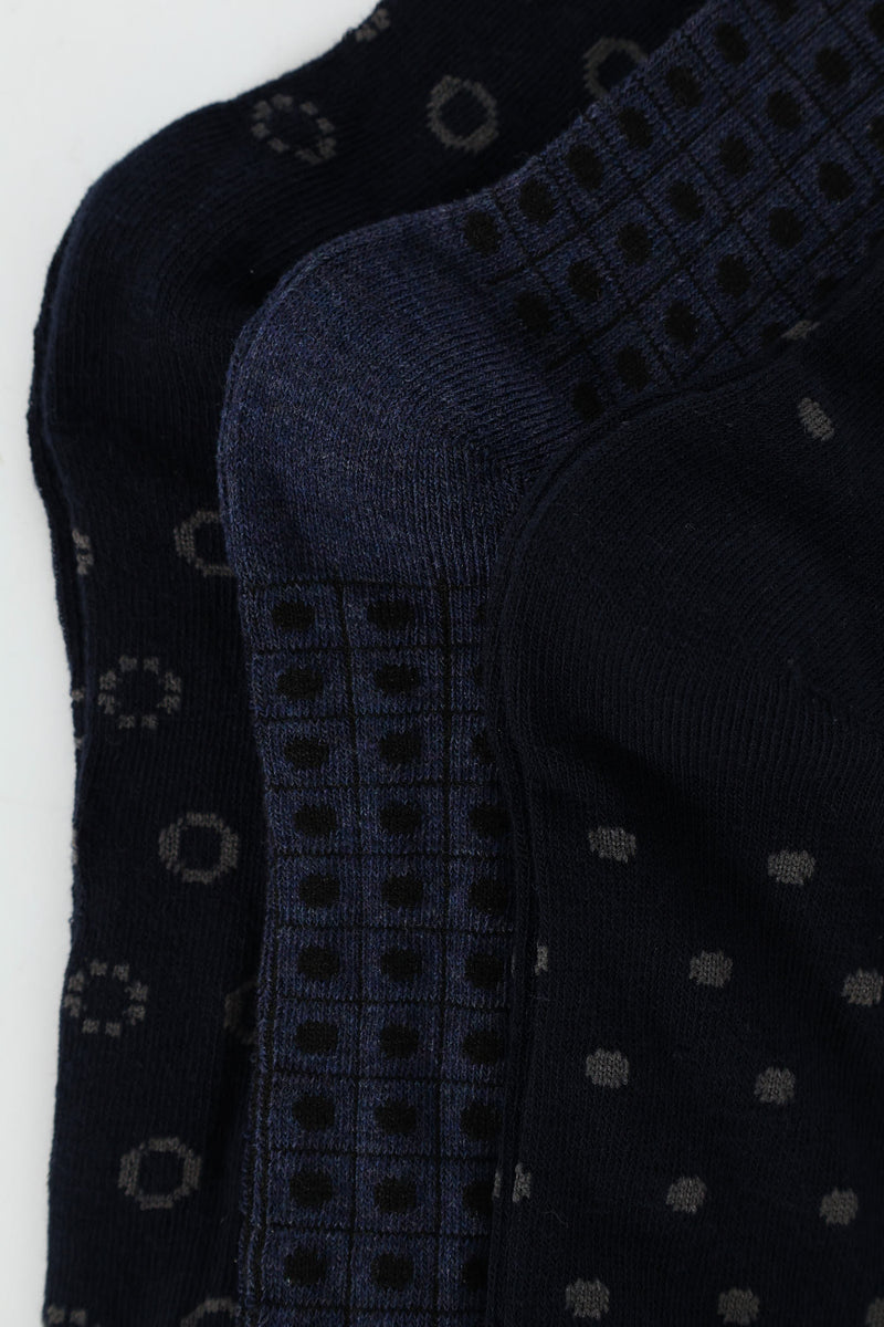 3 Pack Fashion Anklet Socks - Blue/Grey