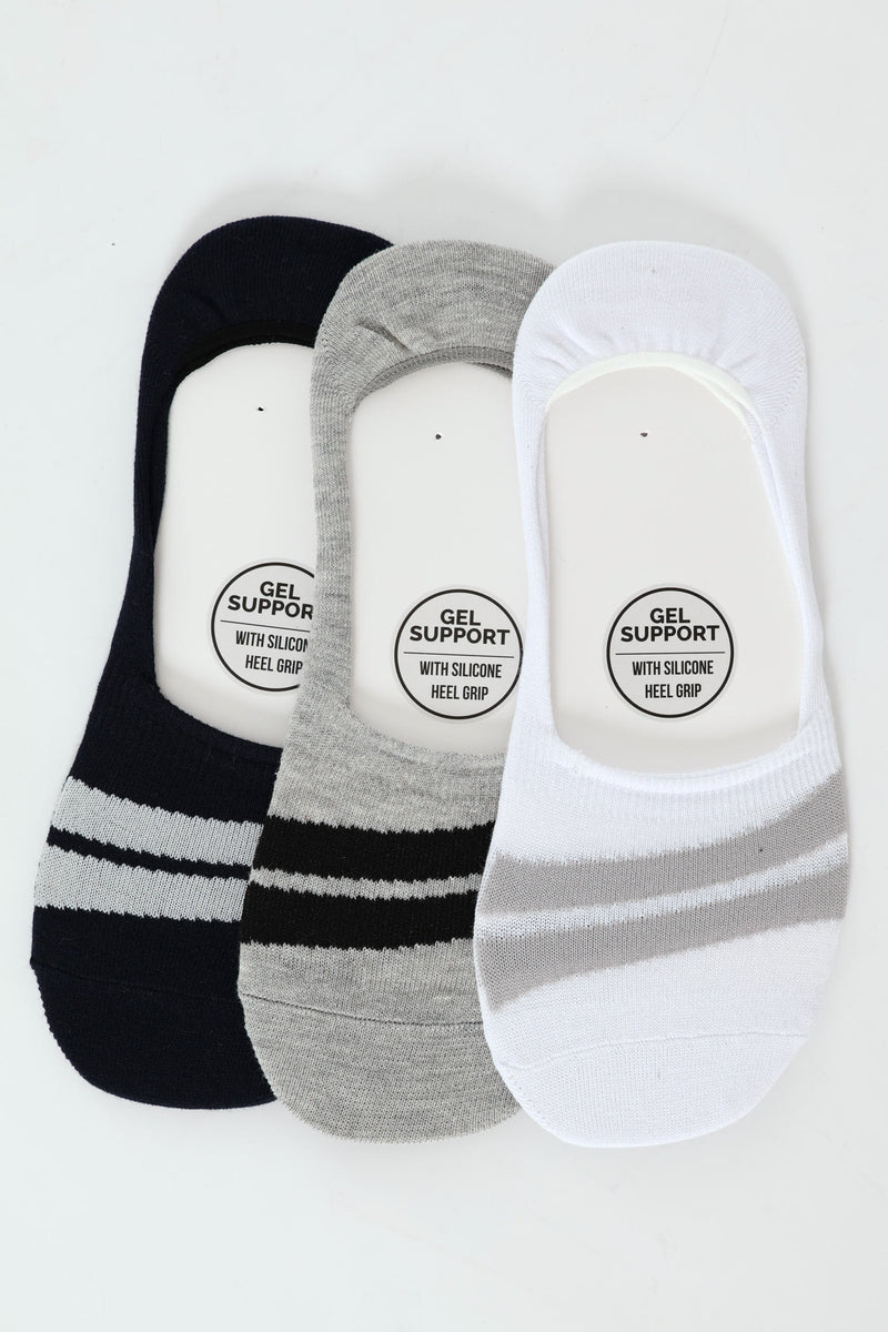 3 Pack Diagonal Stripe Secret Socks - Navy/Grey/White