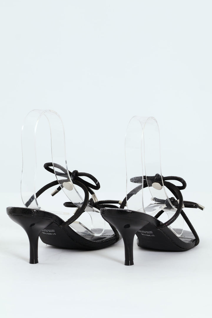 Single Sole Low Style Open Toe Heel - Black