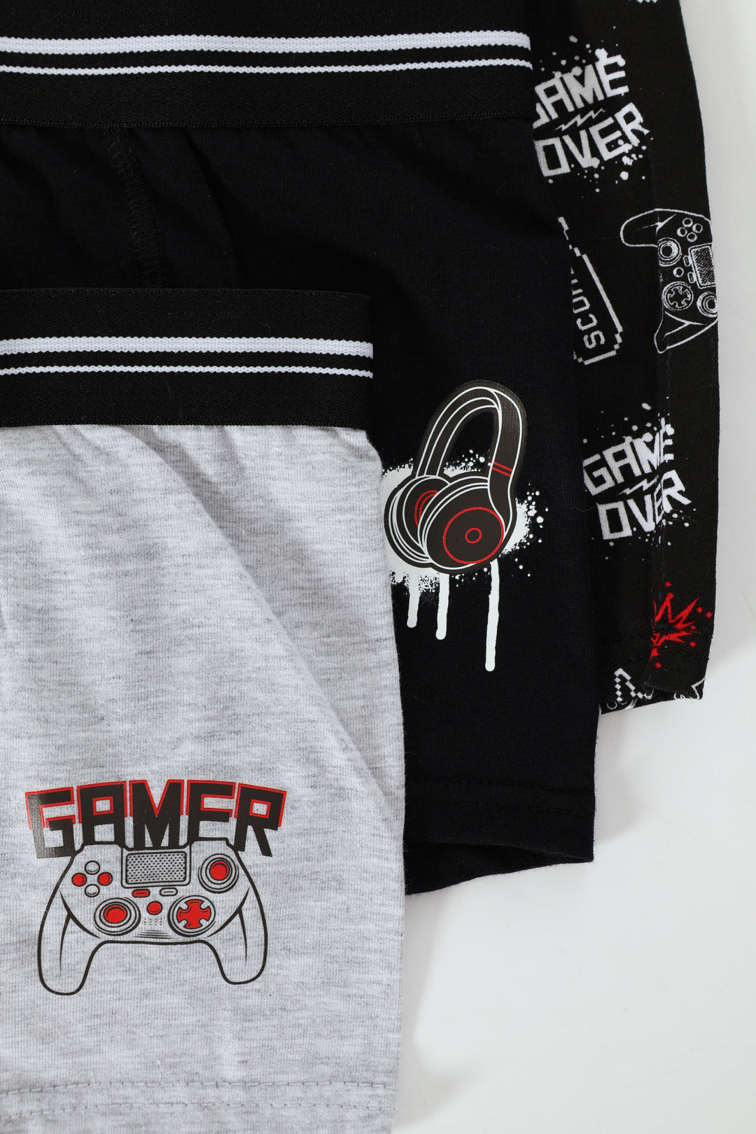 Boys 3 Pack Printed Gamer Boxers - Black