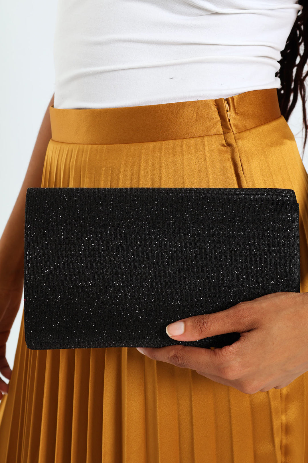 Shimmer Envelope Clutch - Black