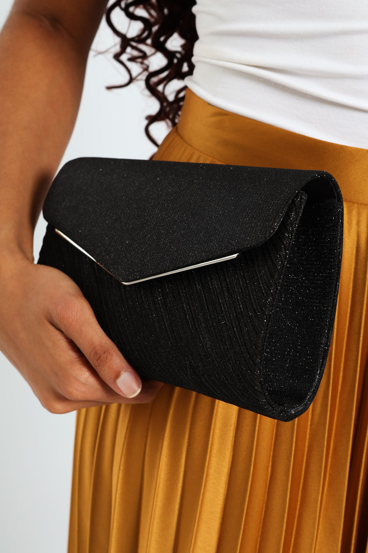 Shimmer Envelope Clutch - Black