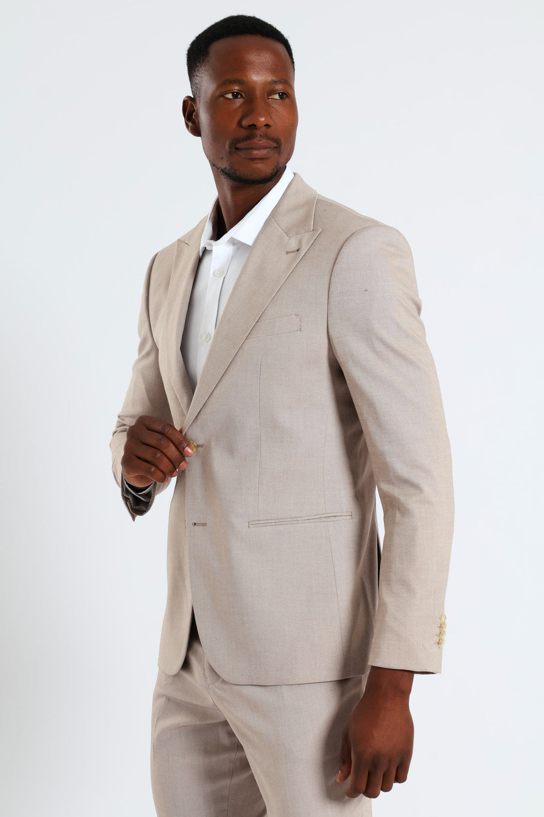 Slim Twill Suit Jacket - Natural
