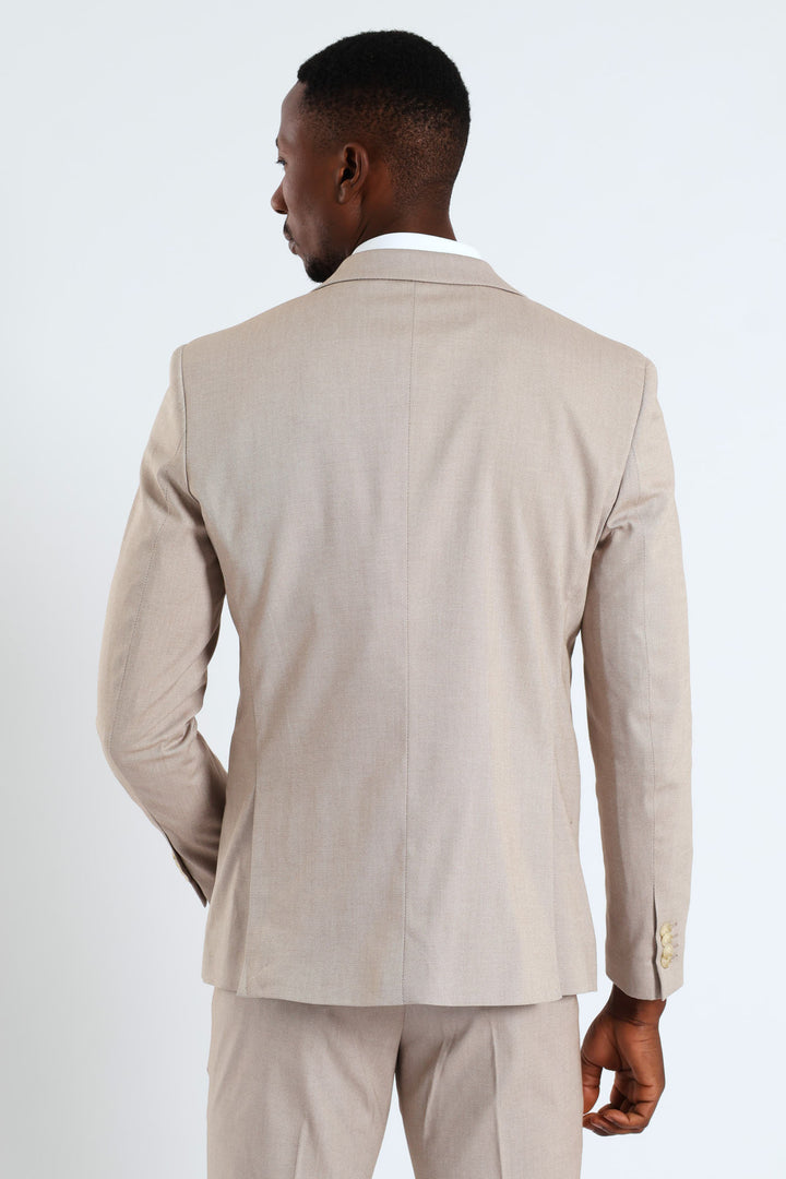 Slim Twill Suit Jacket - Natural