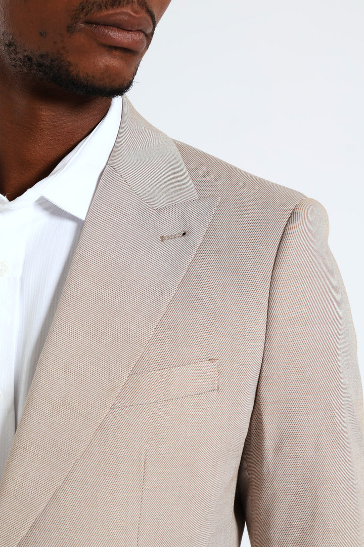 Slim Twill Suit Jacket - Natural