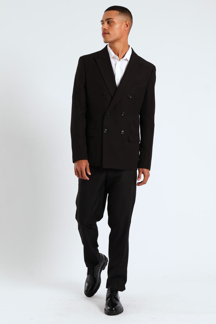 Double Breasted Suit Jacket - Black