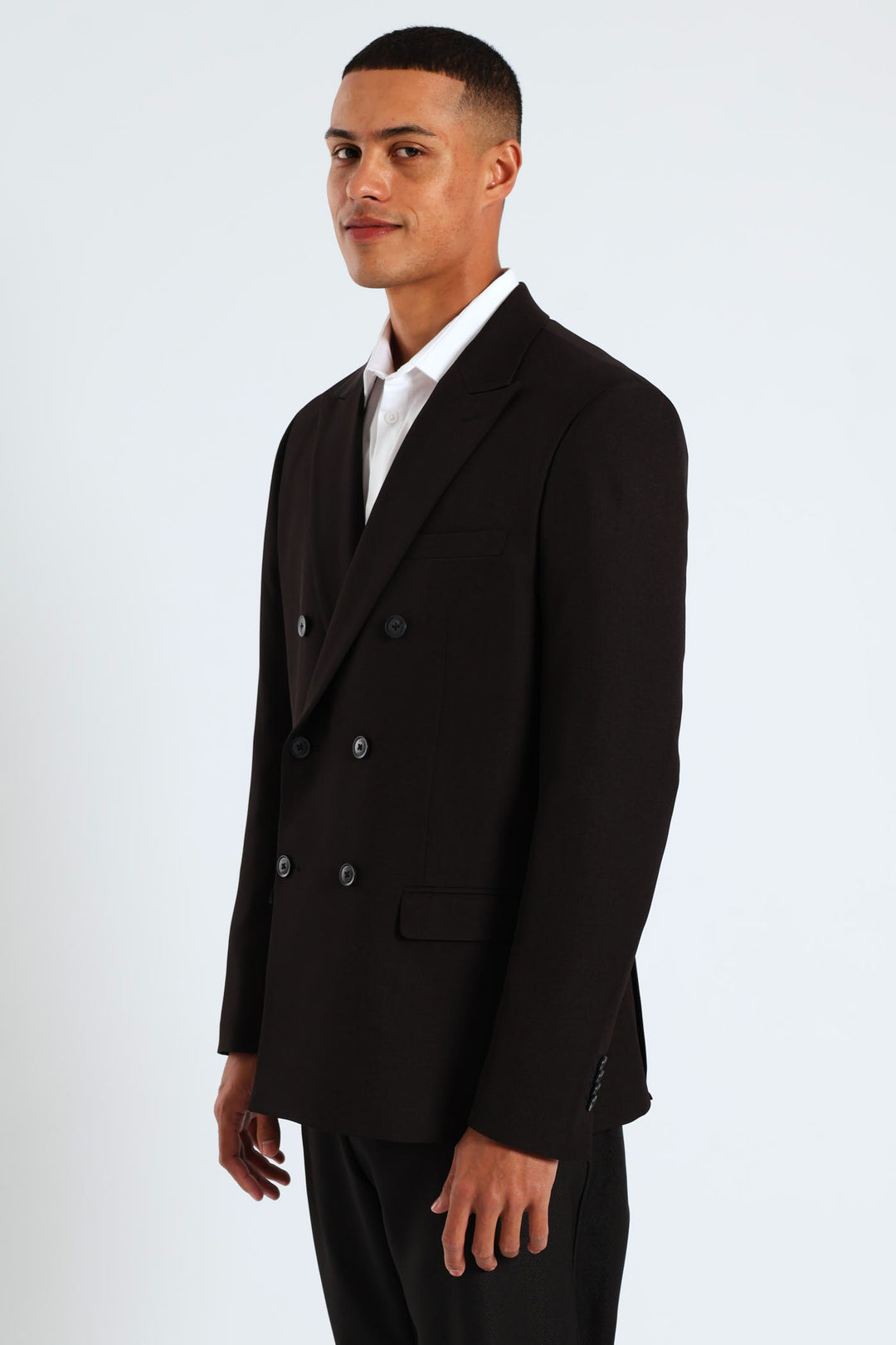 Double Breasted Suit Jacket - Black