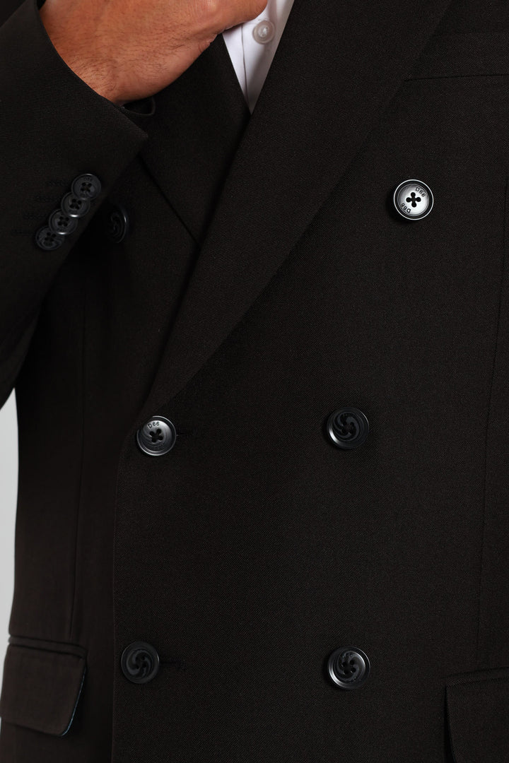 Double Breasted Suit Jacket - Black