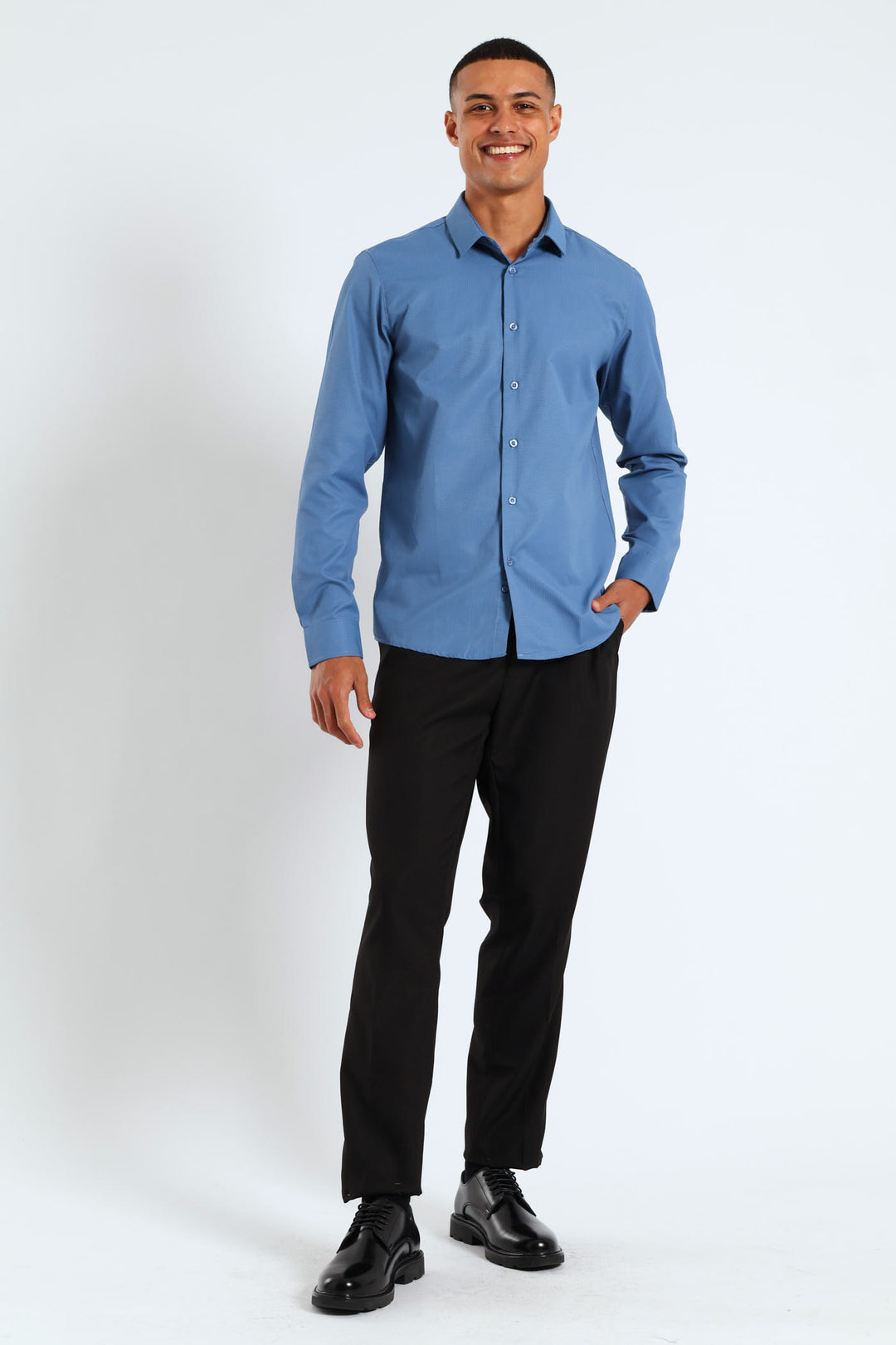 Long Sleeve Textured Shirt - Teal