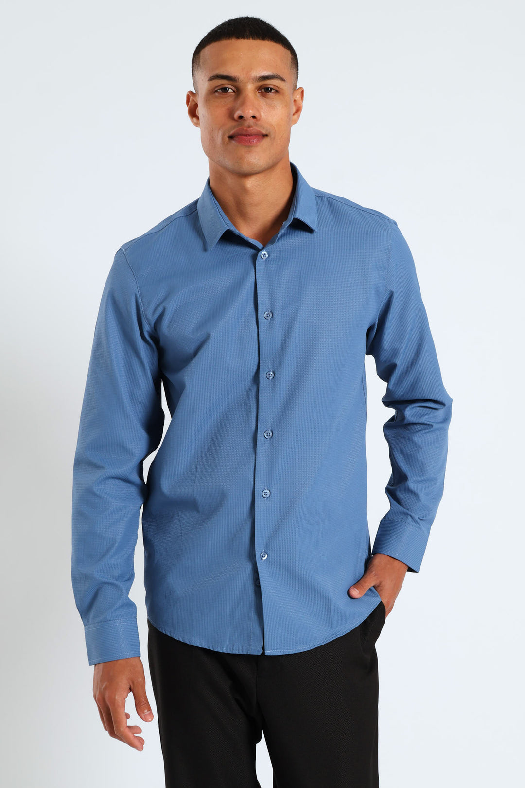 Long Sleeve Textured Shirt - Teal