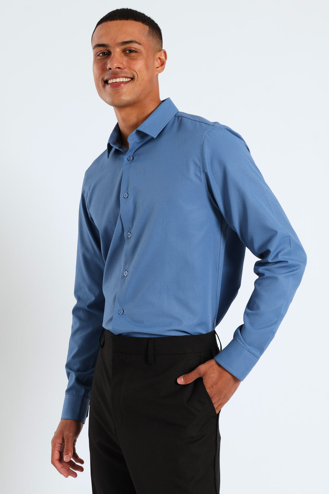 Long Sleeve Textured Shirt - Teal