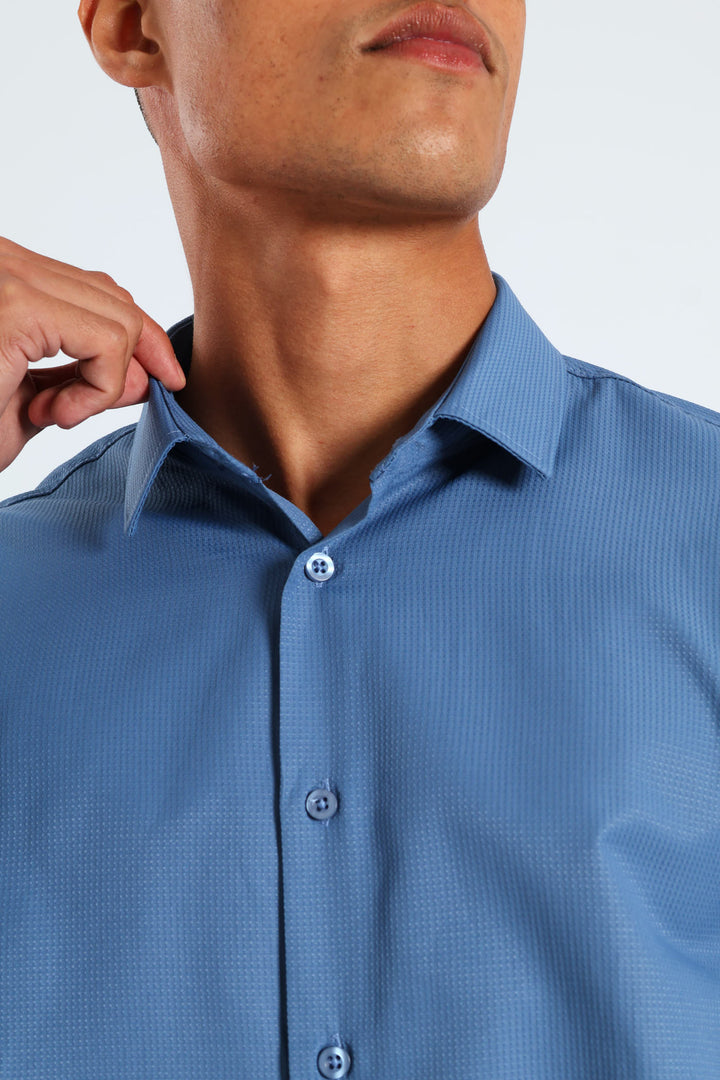 Long Sleeve Textured Shirt - Teal