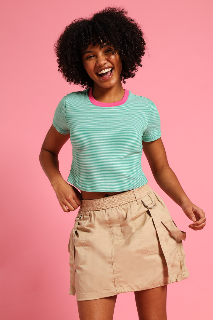 Girls Poplin Cargo Skirt - Stone