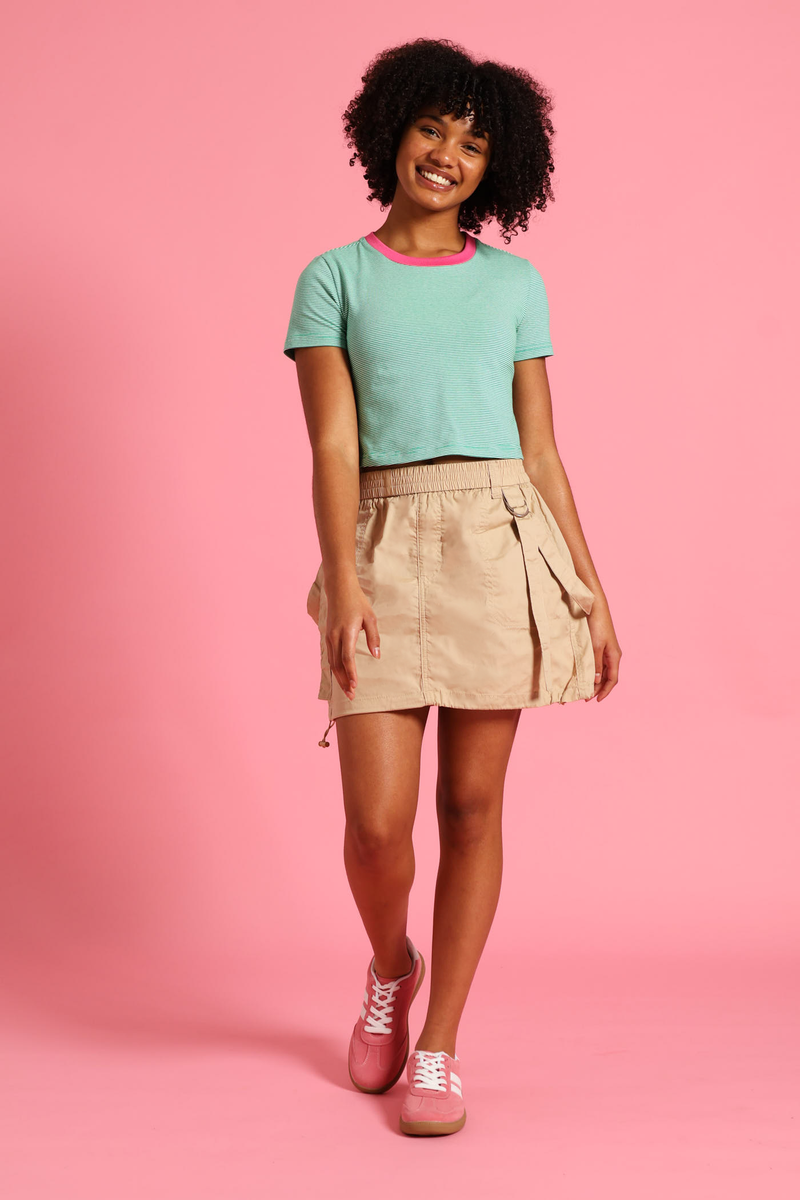 Girls Poplin Cargo Skirt - Stone