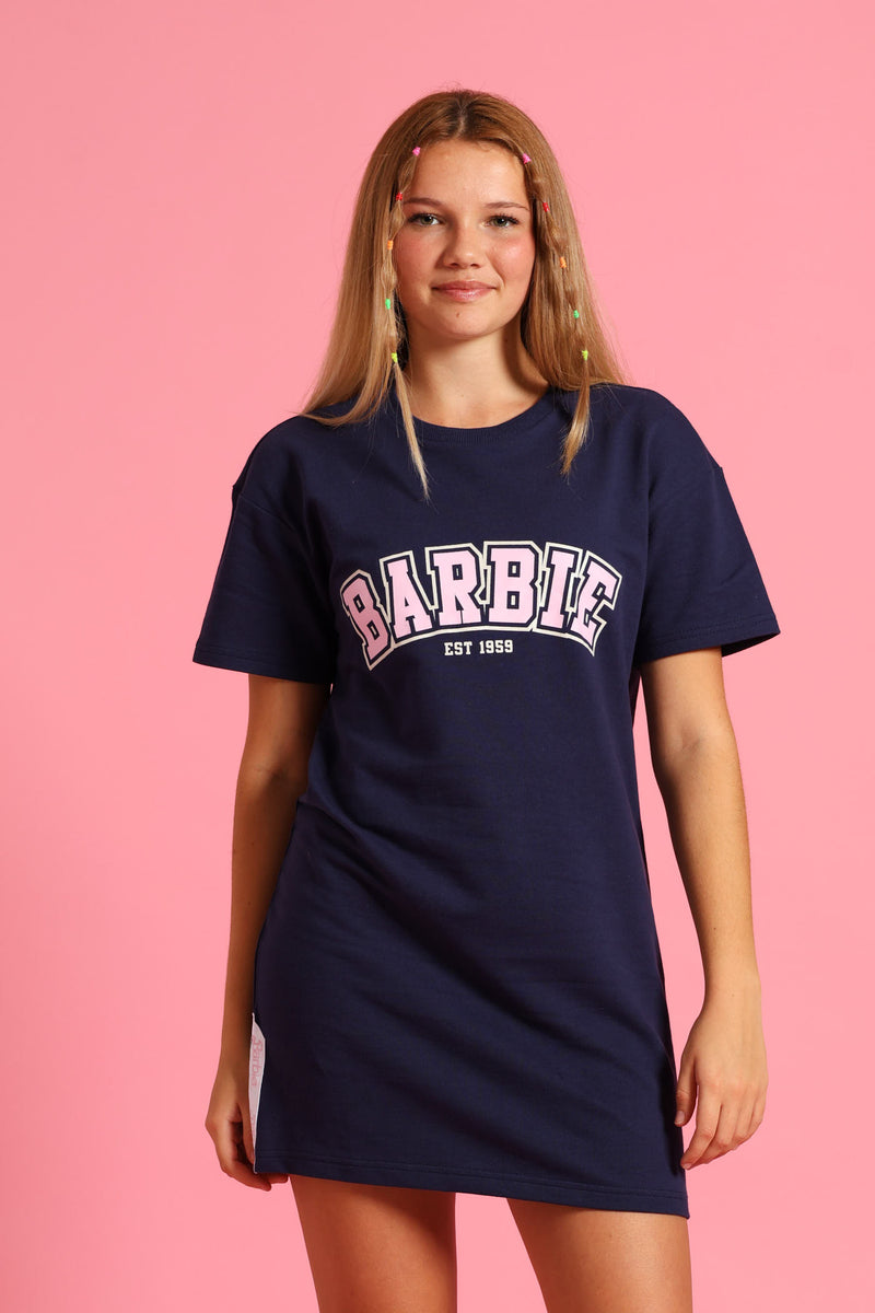 Girls Barbie T-Shirt Dress - Navy