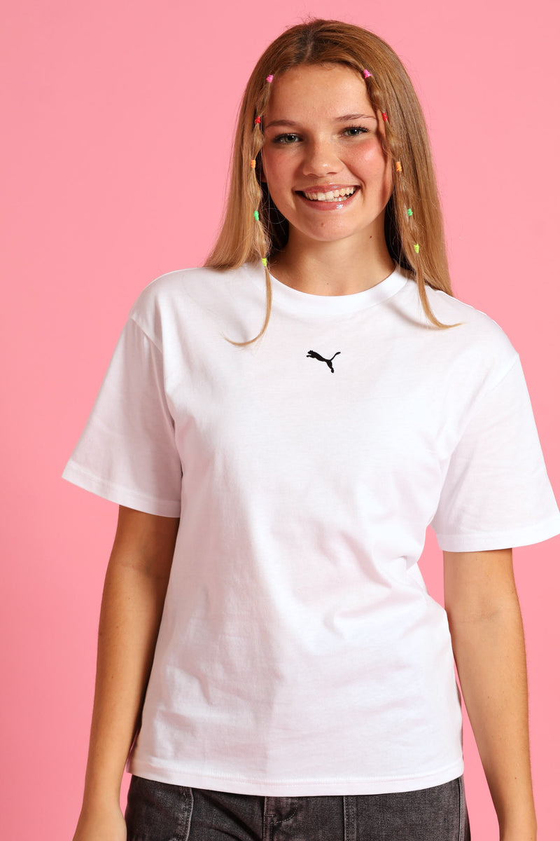 Girls Essential Boxy Tee - White